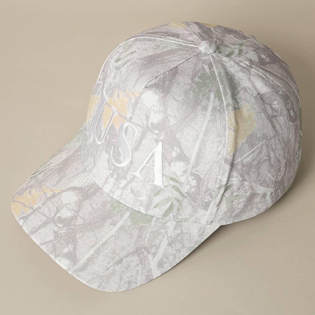 USA Letter Embroidery Camo Print Baseball Cap - Cottage Cuties Boutique LLC