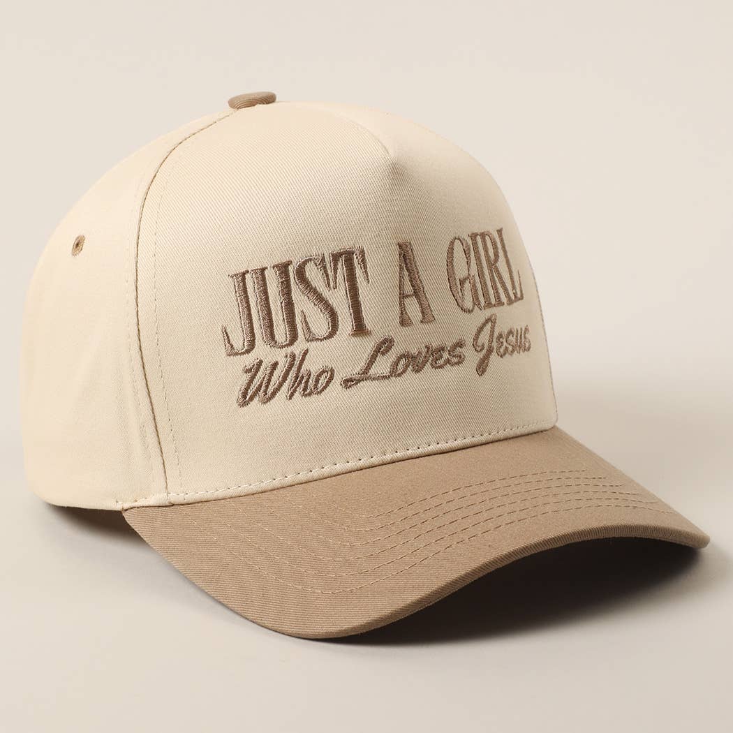 Just A Girl Who Loves Jesus Embroidery Hat - Cottage Cuties Boutique LLC