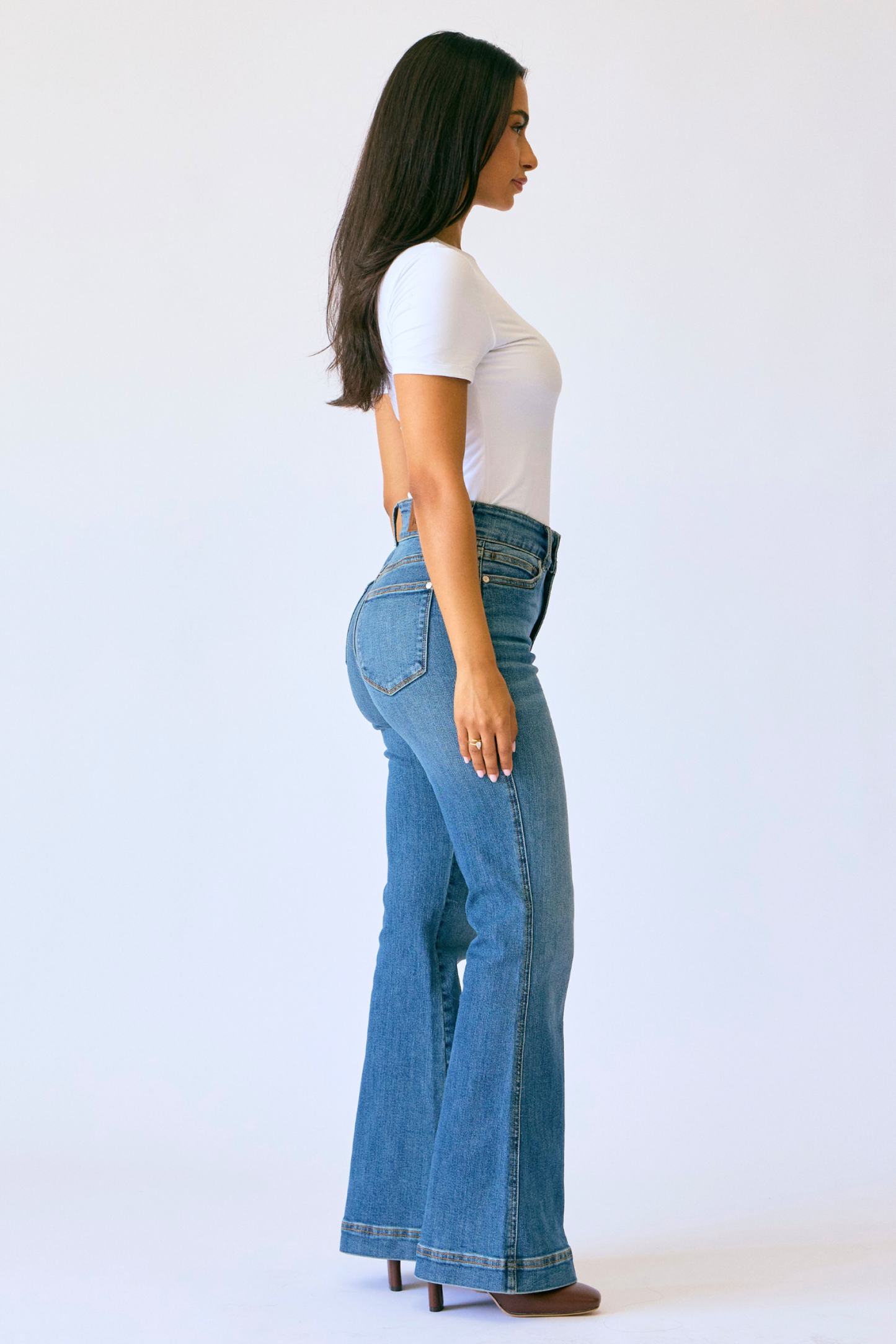 Judy Blue High Waist Petite Tummy Control Double Button Flar - Cottage Cuties Boutique LLC