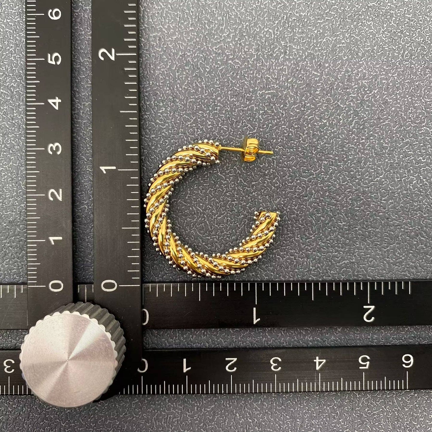 Steel Ball 18K Gold Plated SS Twist Hoop Earrings - FGS - Cottage Cuties Boutique LLC