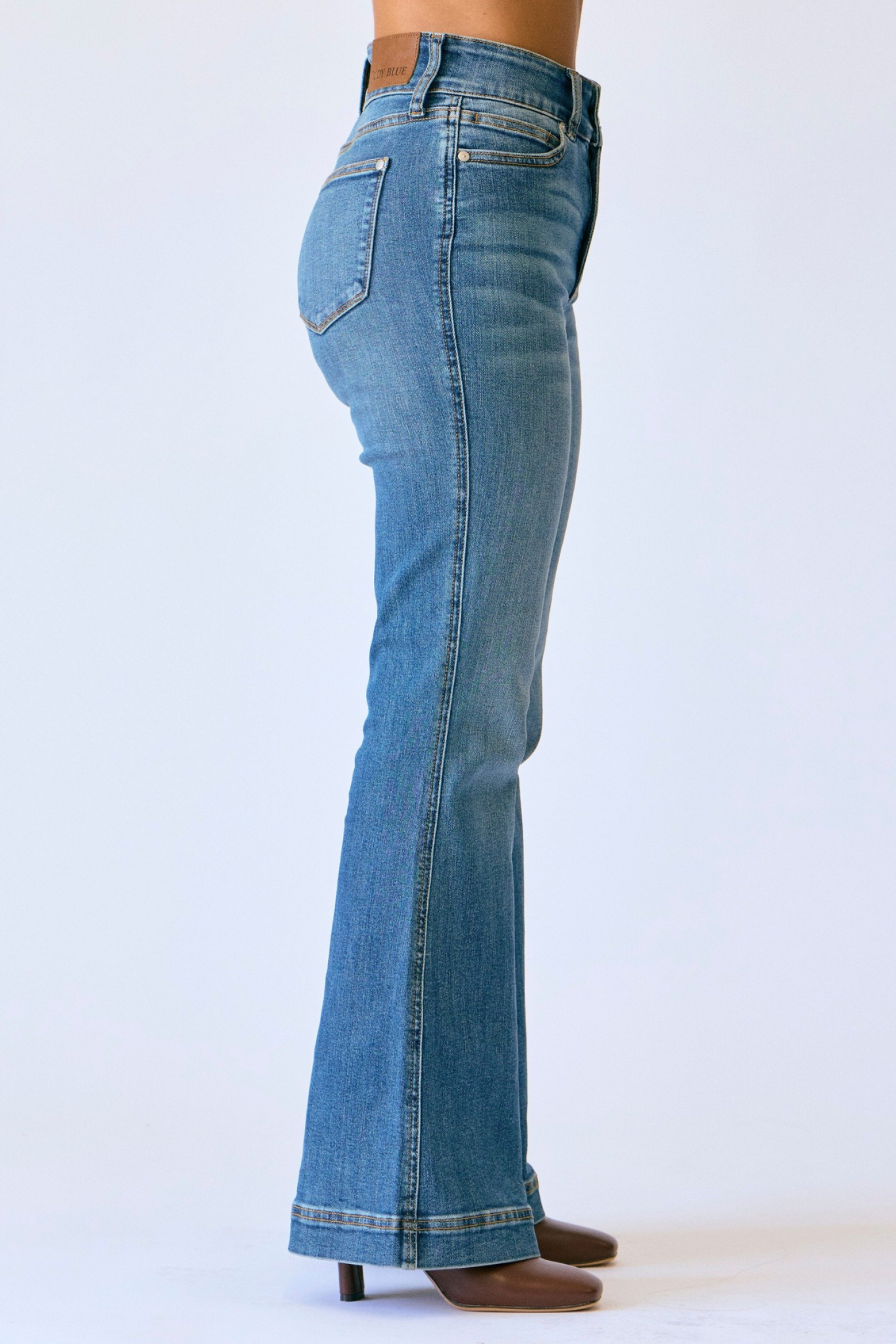 Judy Blue High Waist Petite Tummy Control Double Button Flar - Cottage Cuties Boutique LLC