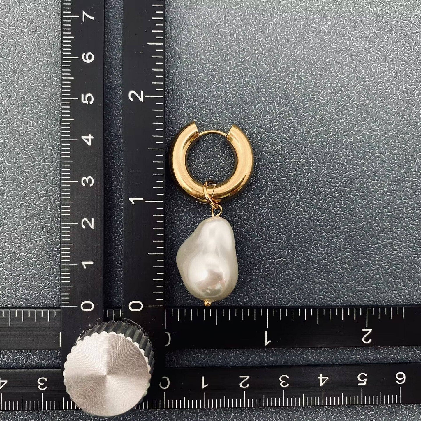 FGS- Pearl Charm pendant 18K Stainless Steel Huggie Earrings - Cottage Cuties Boutique LLC