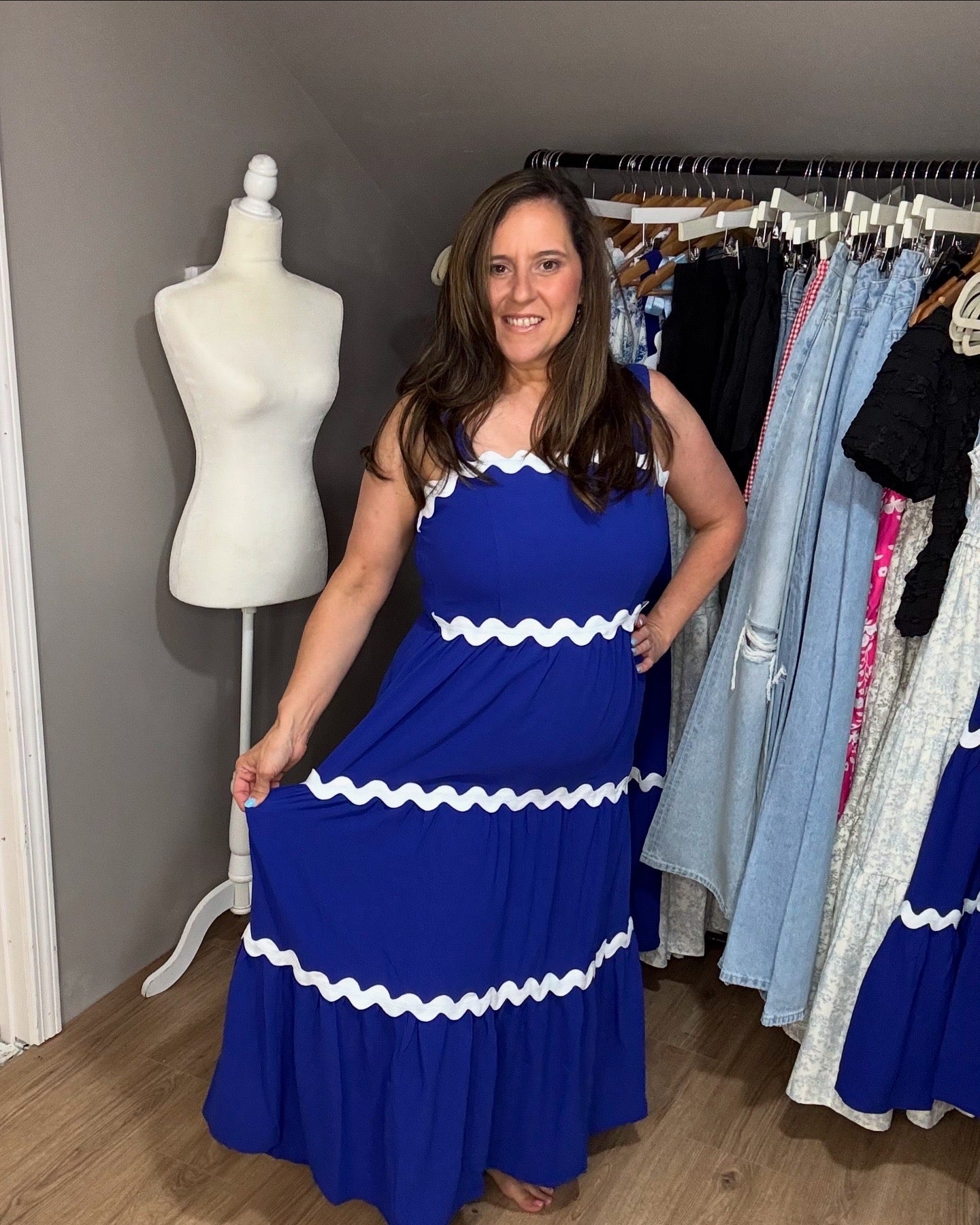 Marine BLUE DAYDREAM DRESS - Cottage Cuties Boutique LLC