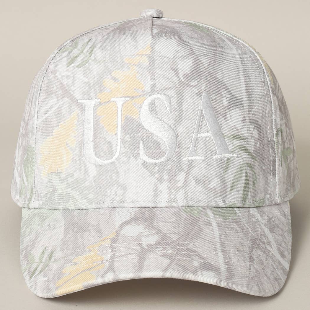 USA Letter Embroidery Camo Print Baseball Cap - Cottage Cuties Boutique LLC
