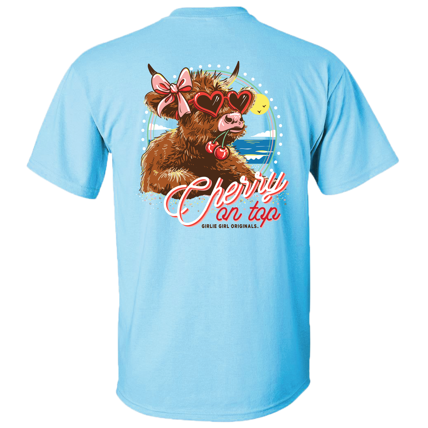 GIRLIE GIRL ORIGINALS CHERRY ON TOP COW T-SHIRT - Cottage Cuties Boutique LLC