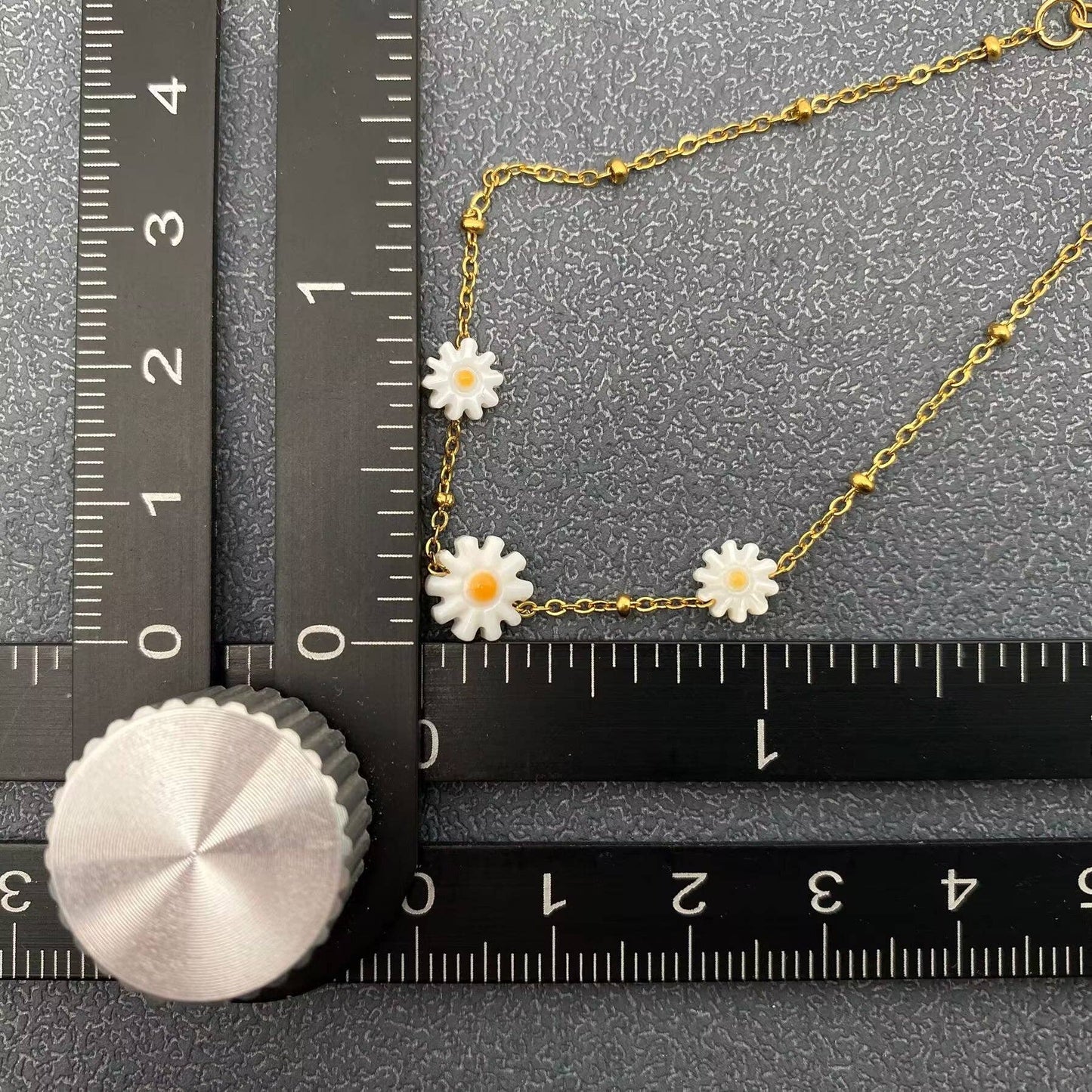 Resin Daisy Linked18K Gold Plated S.Steel Bracelets - FGS - Cottage Cuties Boutique LLC