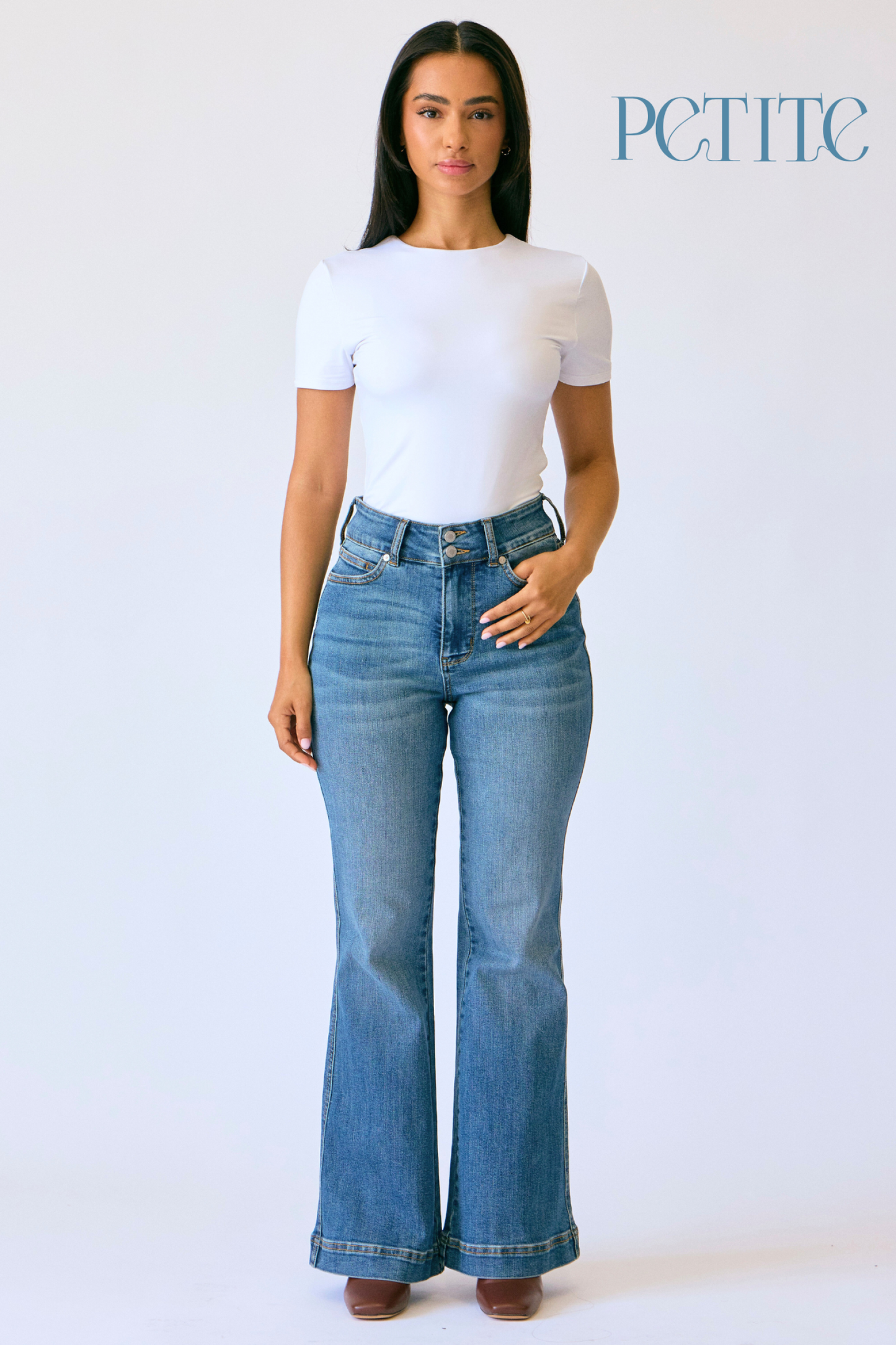 Judy Blue High Waist Petite Tummy Control Double Button Flar - Cottage Cuties Boutique LLC