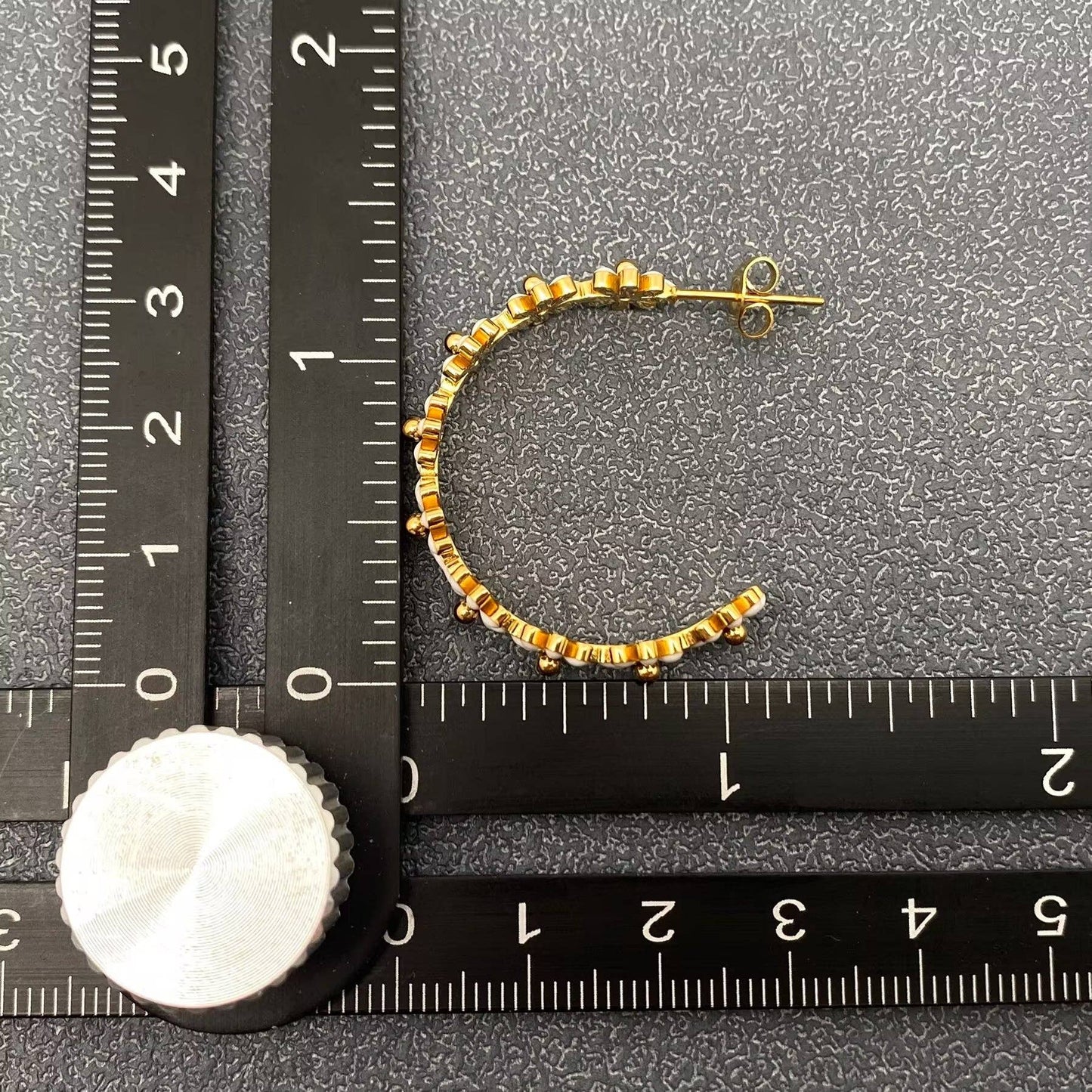 Enamel Daisy 18K Golden S.steel C-Shaped Hoop Earrings - FGS - Cottage Cuties Boutique LLC