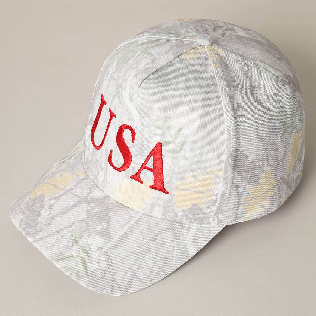 USA Letter Embroidery Camo Print Baseball Cap - Cottage Cuties Boutique LLC