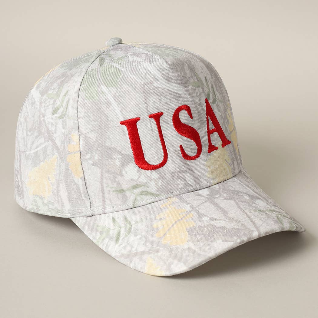USA Letter Embroidery Camo Print Baseball Cap - Cottage Cuties Boutique LLC