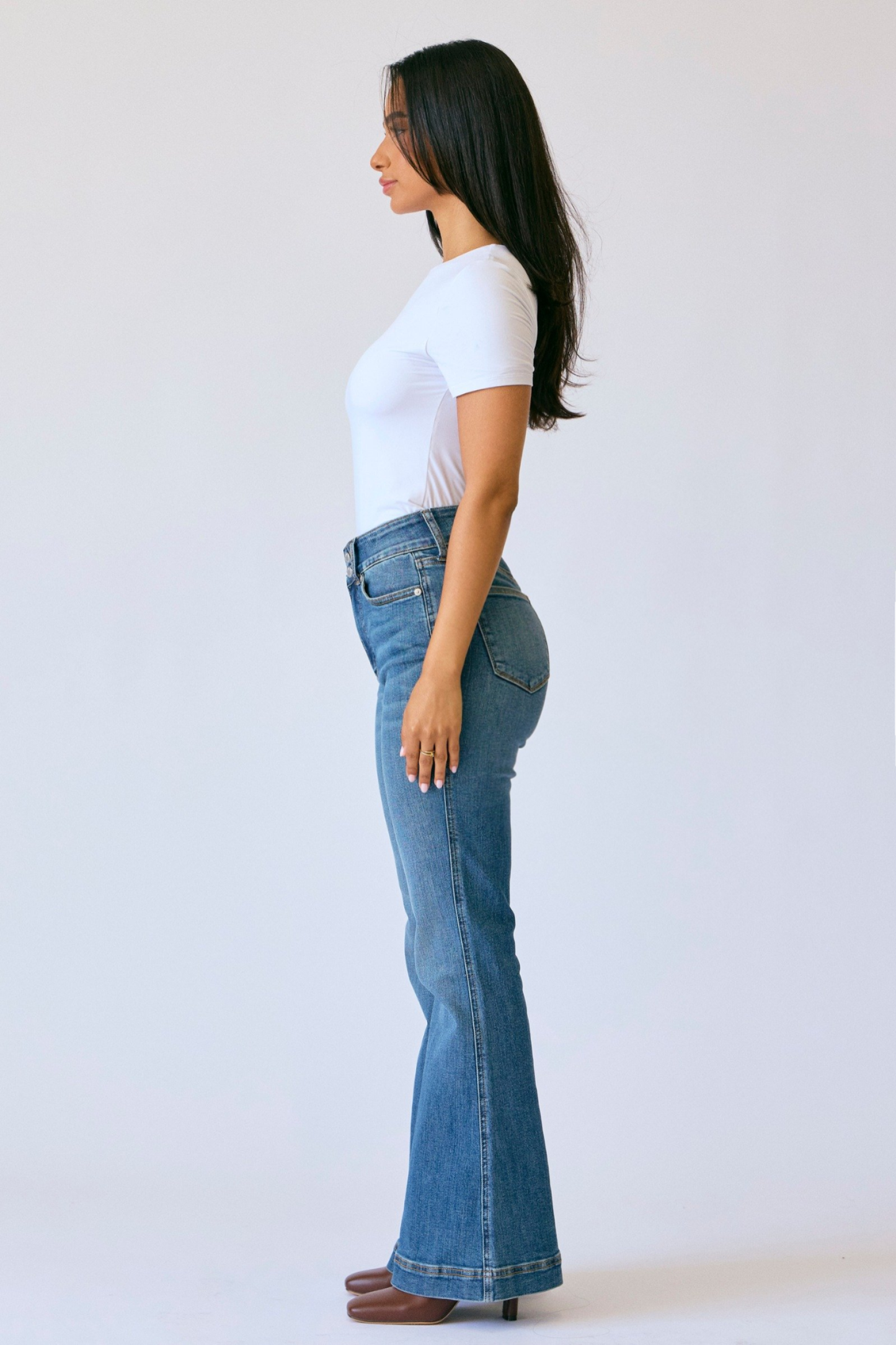 Judy Blue High Waist Petite Tummy Control Double Button Flar - Cottage Cuties Boutique LLC
