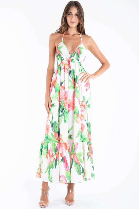 Seaside Bloom Halter Dress - Cottage Cuties Boutique LLC