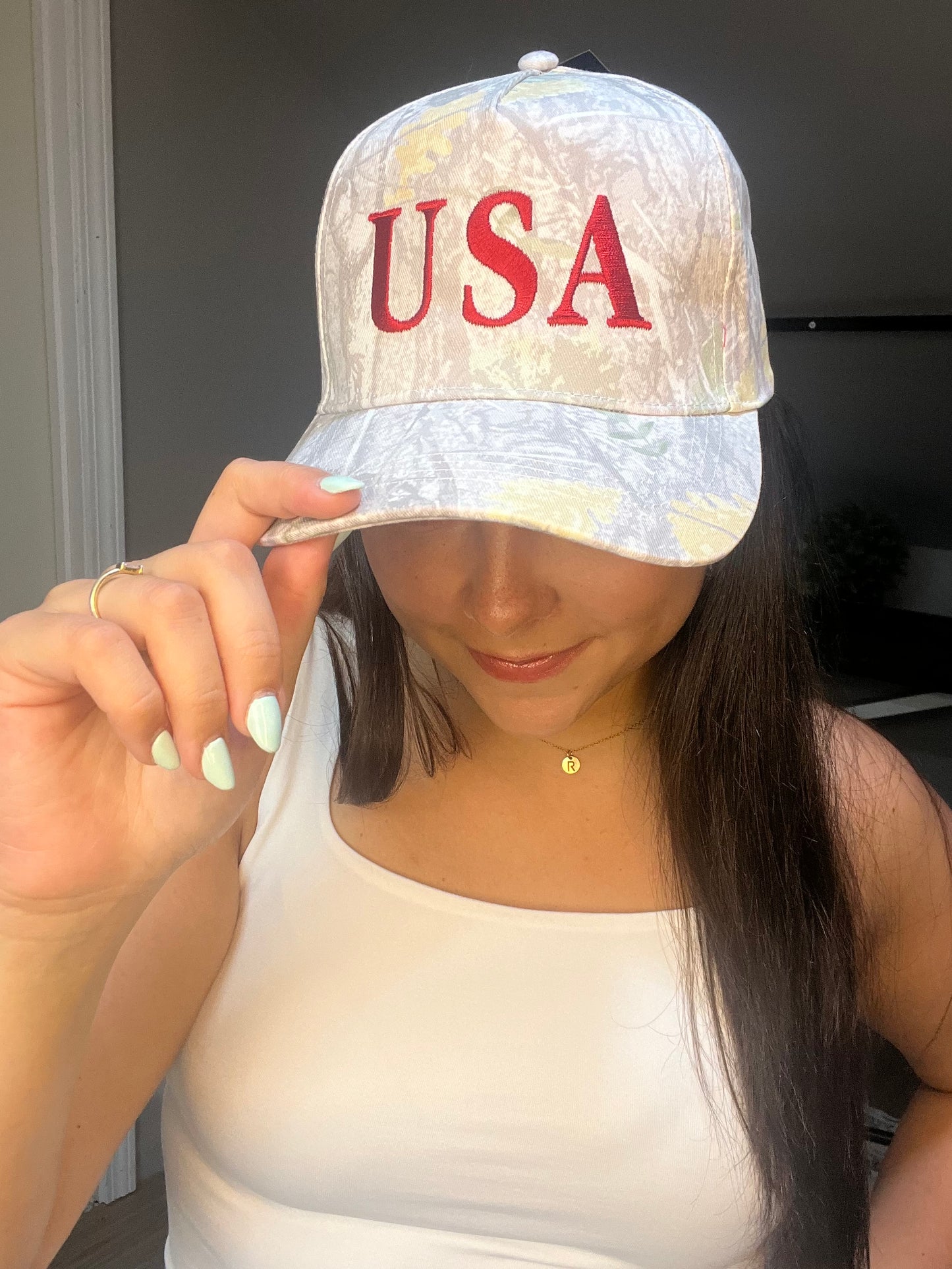 USA Letter Embroidery Camo Print Baseball Cap - Cottage Cuties Boutique LLC