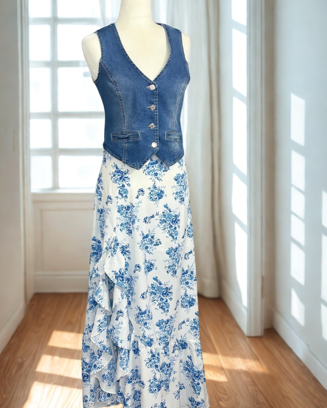 Bluebell Breeze Ruffle Maxi Skirt - Cottage Cuties Boutique LLC