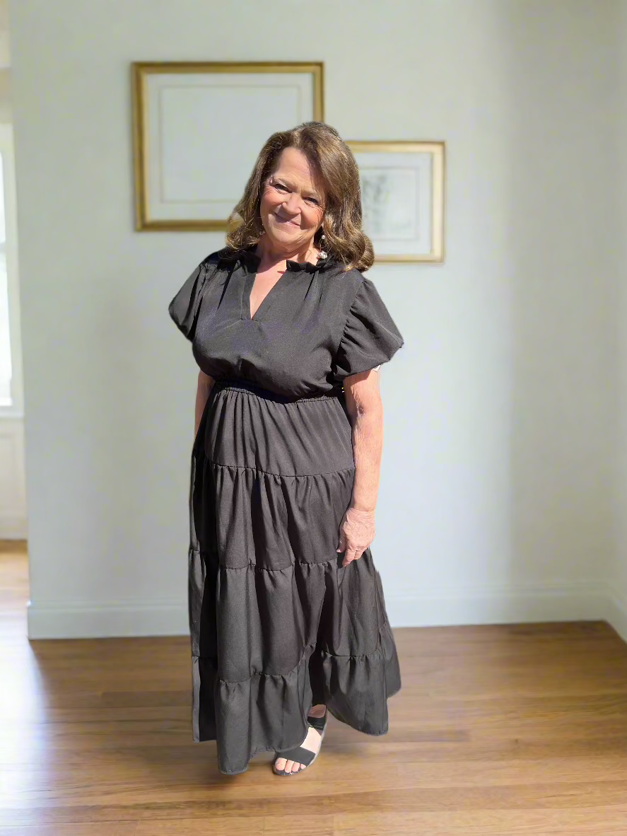 Black Solid Maxi Dress