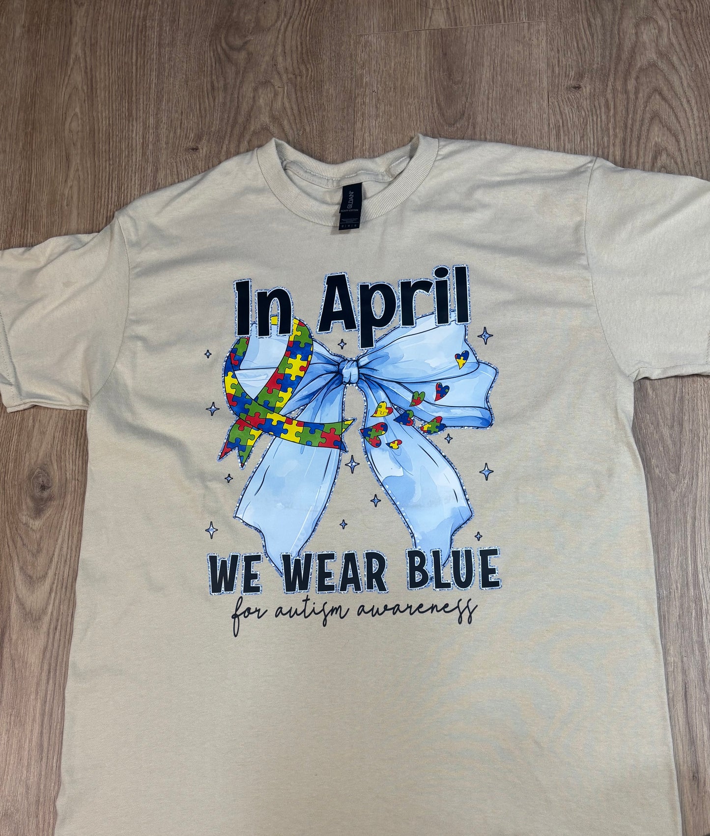 Autism Awareness, In April we wear Blue T-Shirt with Blue Bow