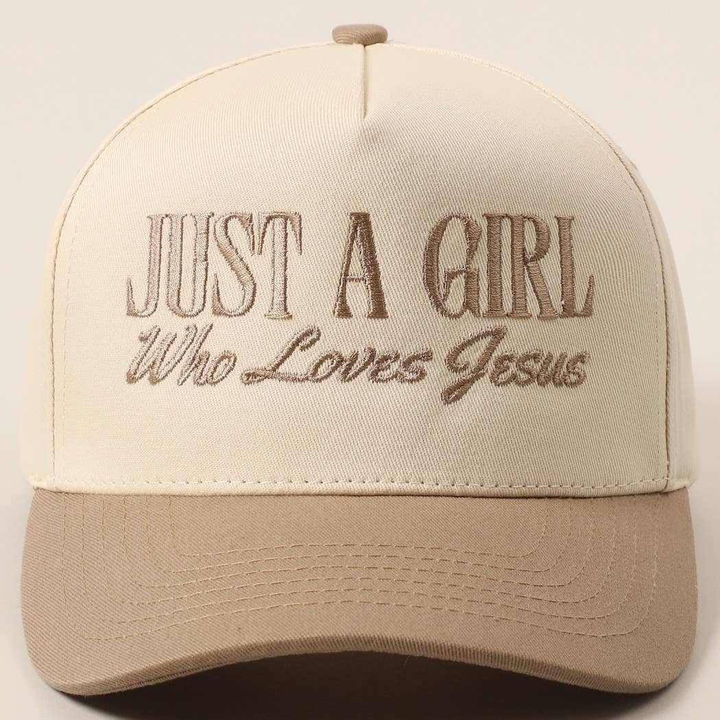 Just A Girl Who Loves Jesus Embroidery Hat - Cottage Cuties Boutique LLC