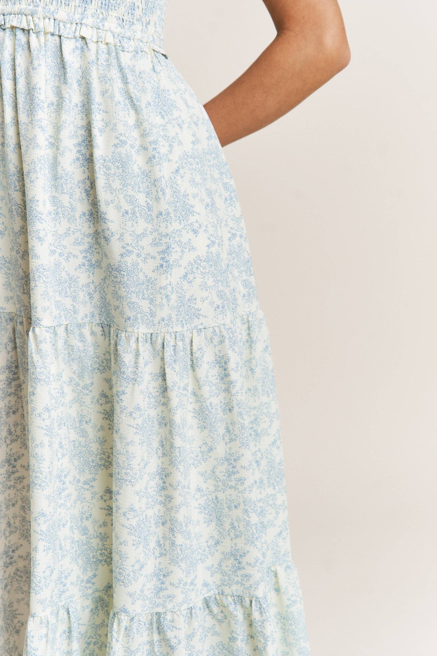 Empire Neckline black Floral Tiered Maxi Dress