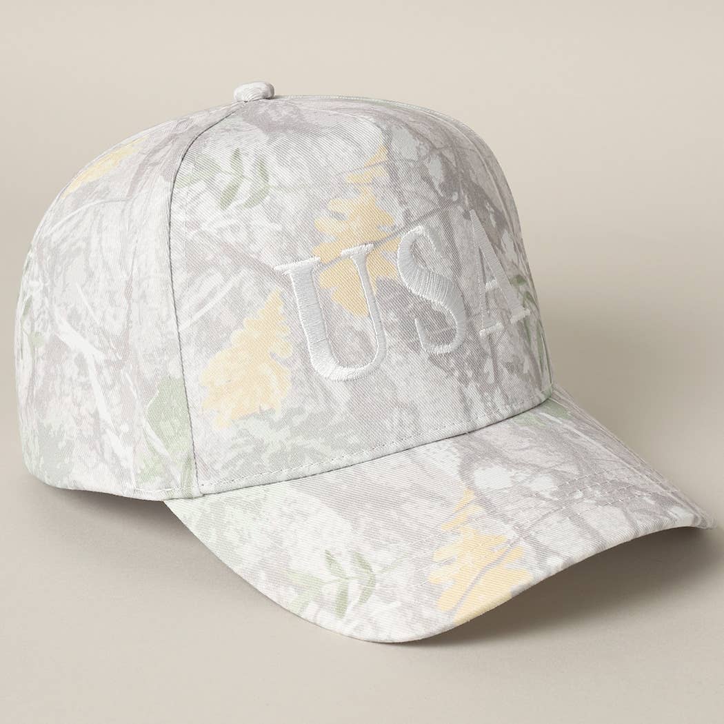 USA Letter Embroidery Camo Print Baseball Cap - Cottage Cuties Boutique LLC