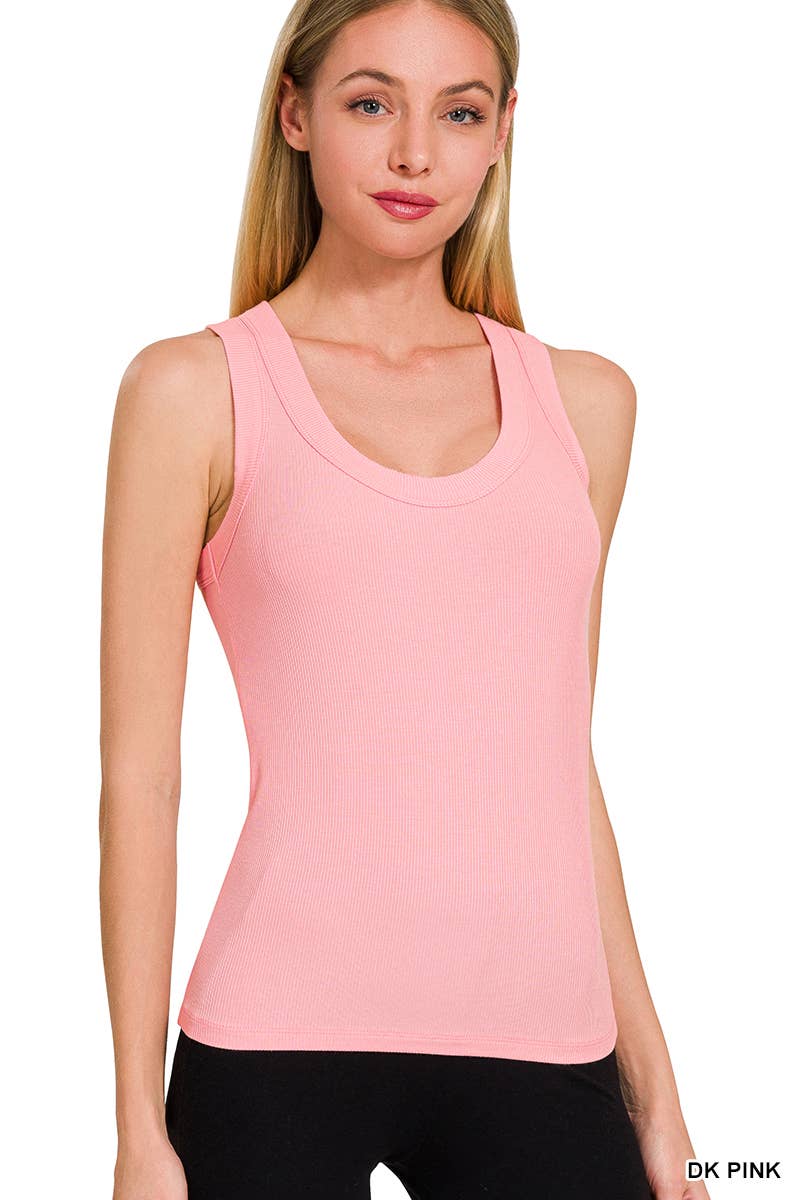 ',,,,....Ribbed Scoop Neck Tank Top