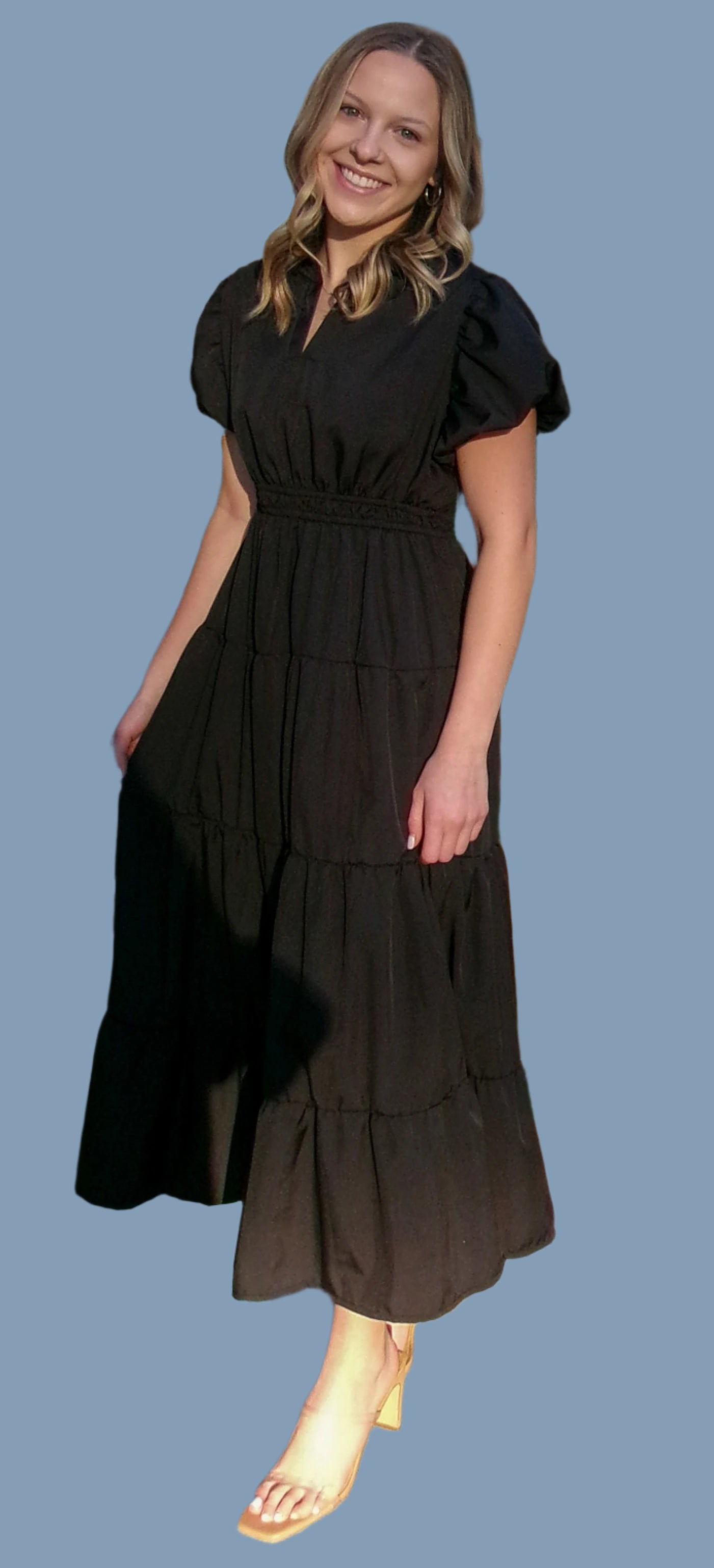 Black Solid Maxi Dress