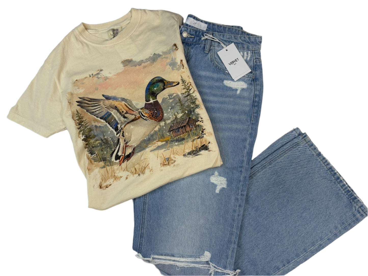 Mallard Duck T-Shirt (Ivory Color) - Cottage Cuties Boutique LLC