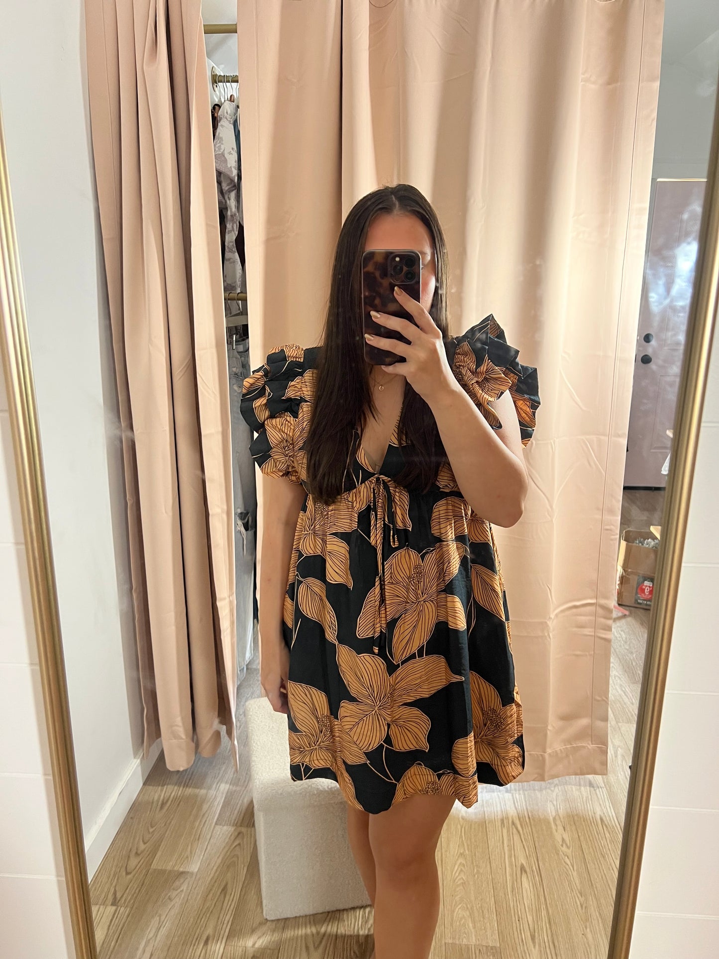 Midnight Meadow Floral Mini Dress - Cottage Cuties Boutique LLC