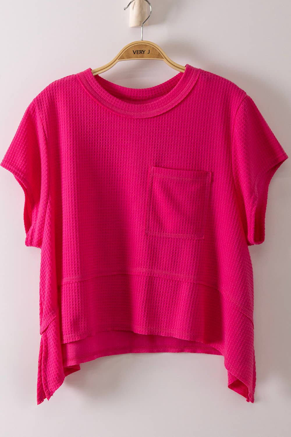 NT12641-Flared Hem Waffle Knit Casual Top - Cottage Cuties Boutique LLC