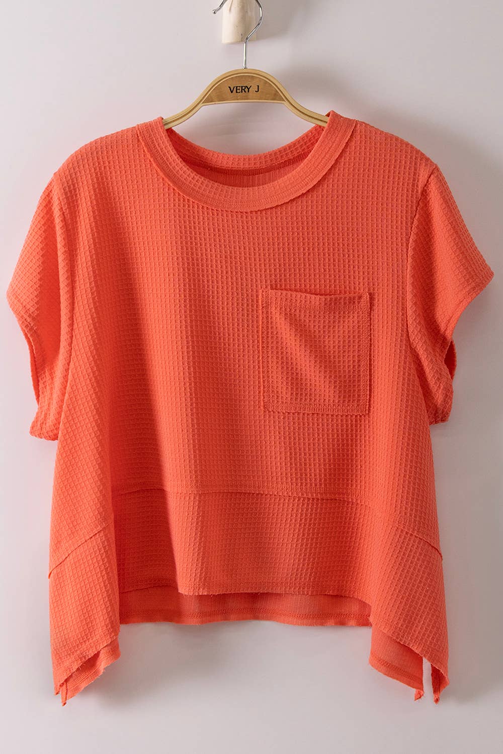 NT12641-Flared Hem Waffle Knit Casual Top - Cottage Cuties Boutique LLC
