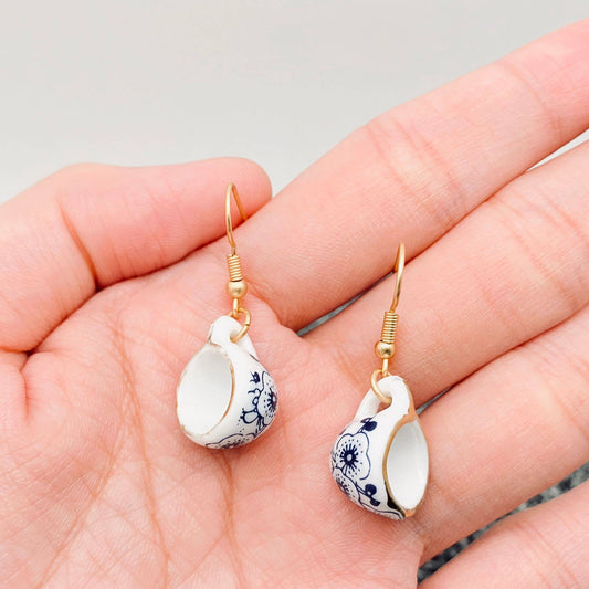 China Ceramic Teapot & Tea Cup Charm Dangle Earrings - Cottage Cuties Boutique LLC