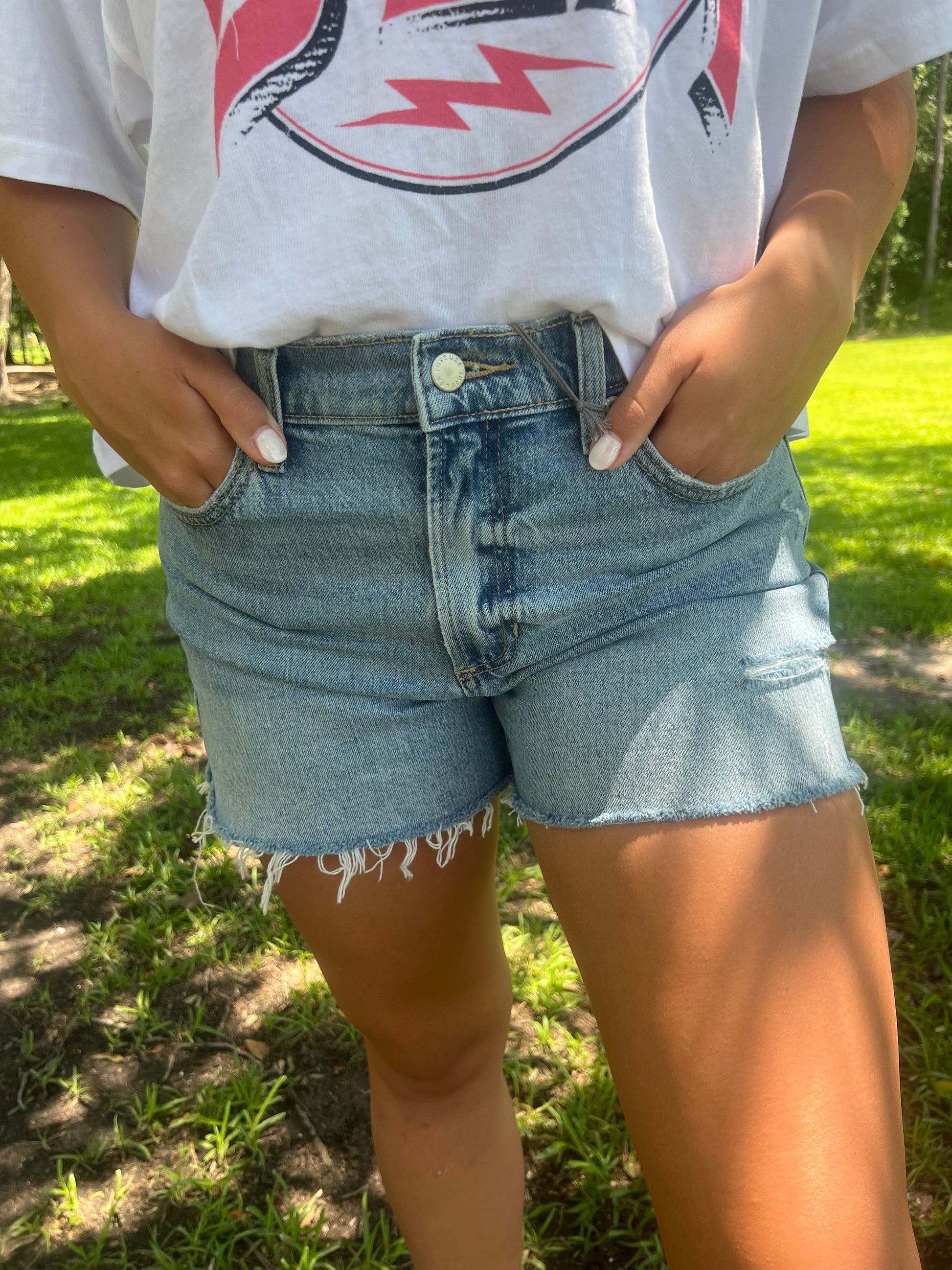 Summer Breeze - Comfort Stretch Fray Short - Cottage Cuties Boutique LLC