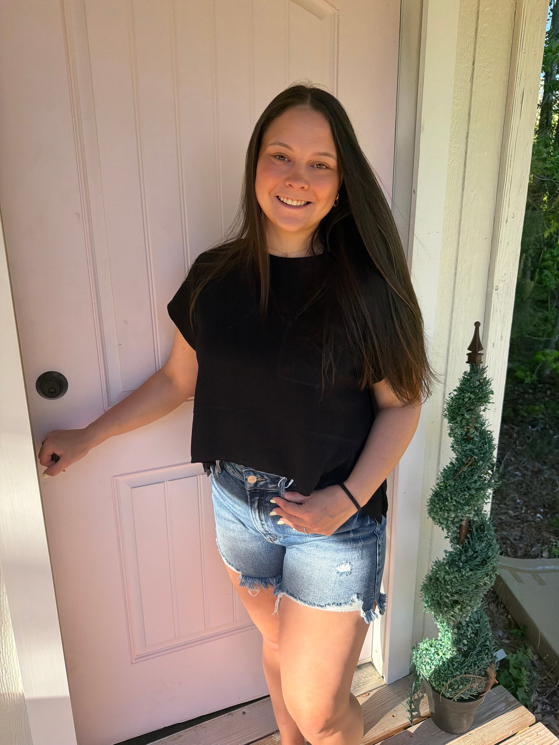 The Simple Grace Flared hem waffle knit Top - Cottage Cuties Boutique LLC