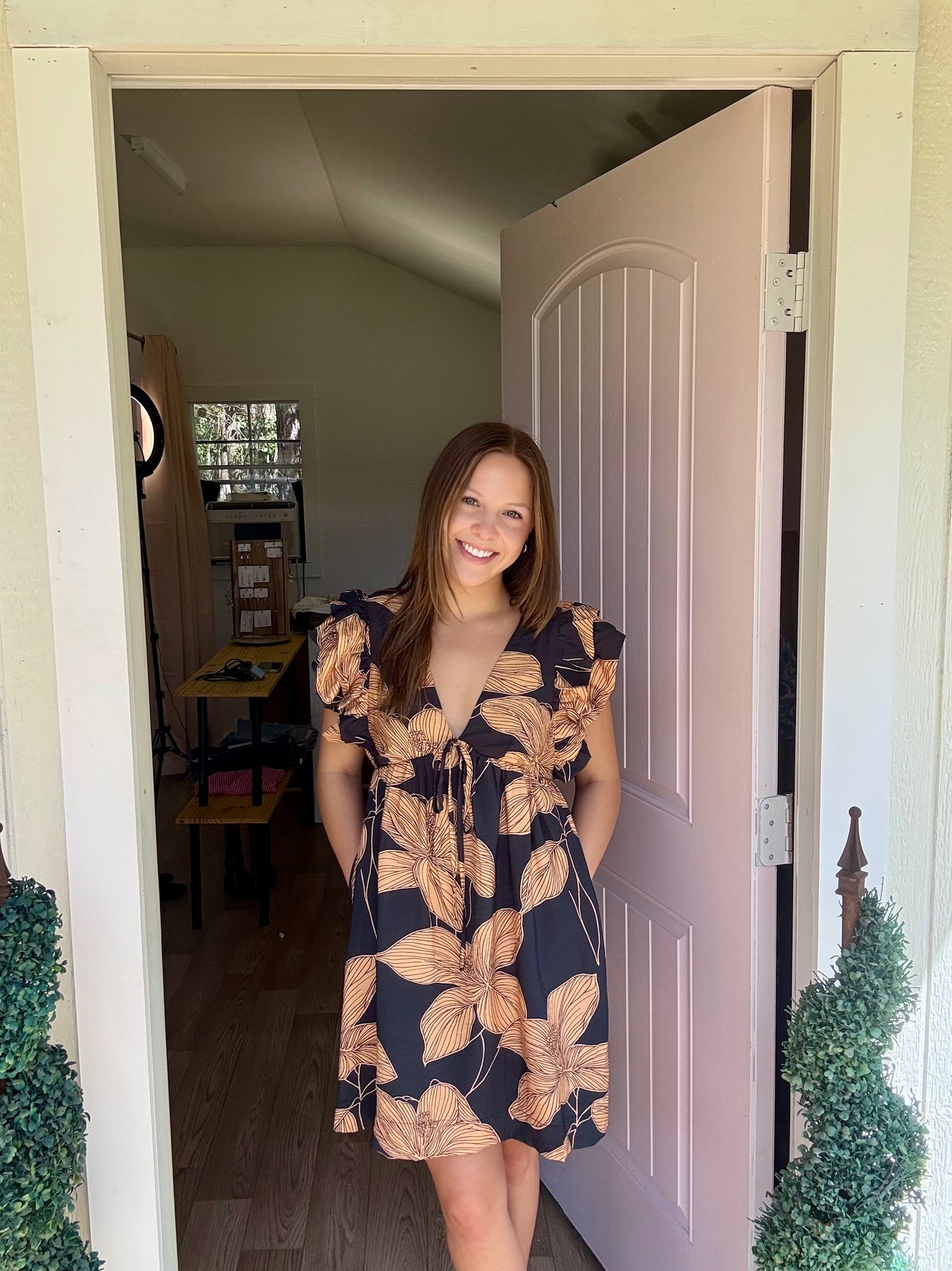 Midnight Meadow Floral Mini Dress - Cottage Cuties Boutique LLC