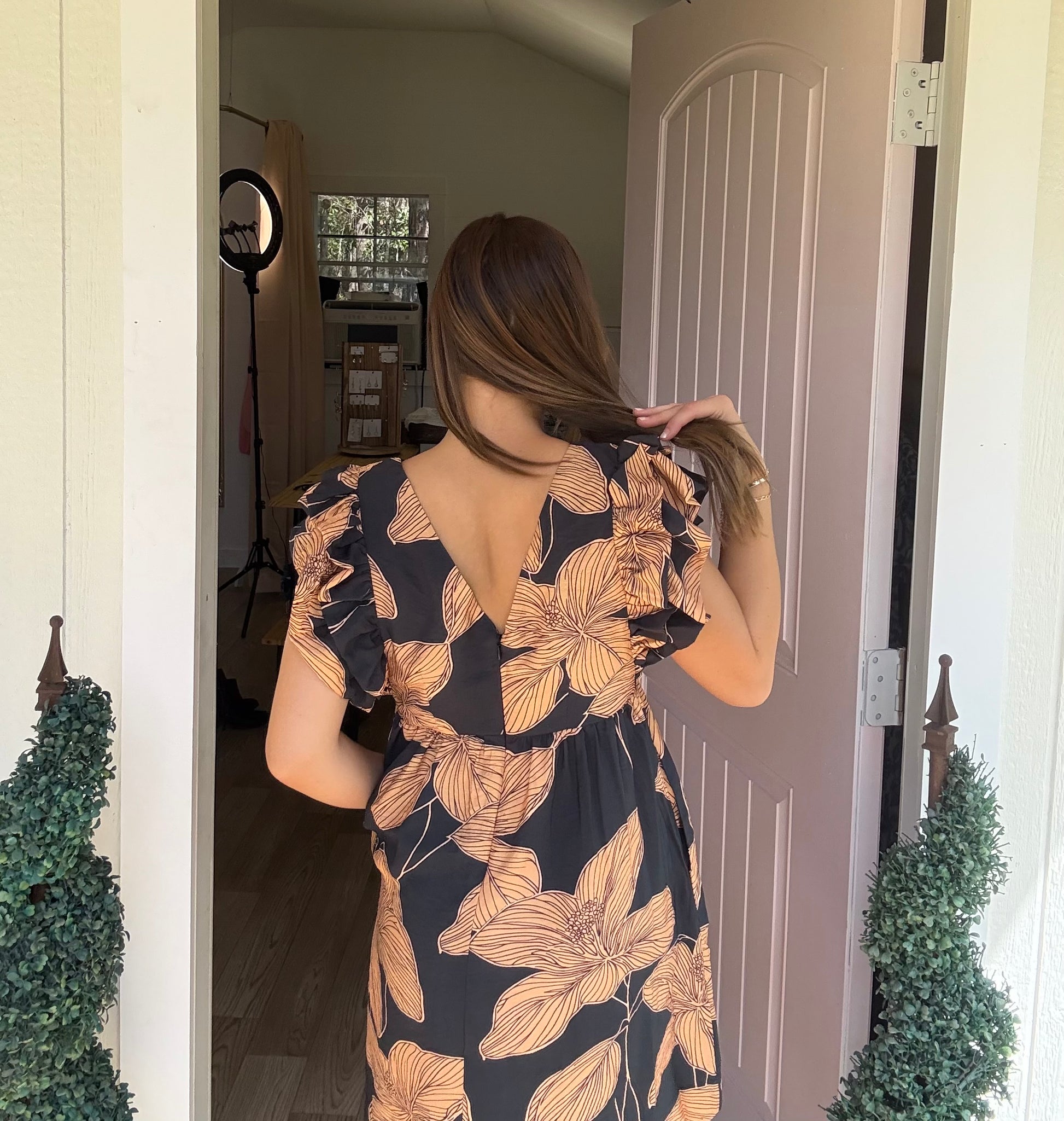 Midnight Meadow Floral Mini Dress - Cottage Cuties Boutique LLC