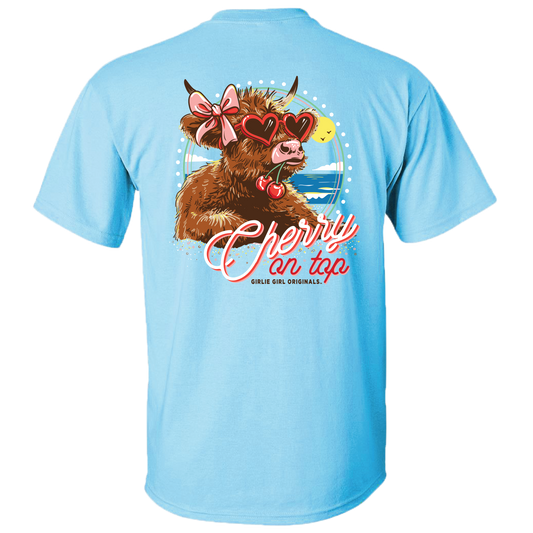 GIRLIE GIRL ORIGINALS CHERRY ON TOP COW T-SHIRT - Cottage Cuties Boutique LLC