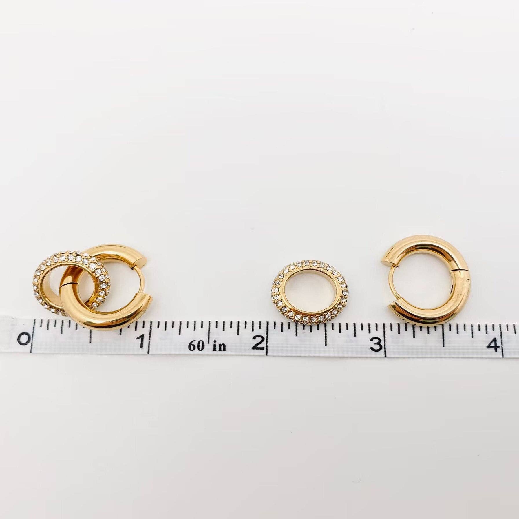 18K Gold Plated Inlaid Cubic Zirconia Circular Huggie - FGS - Cottage Cuties Boutique LLC