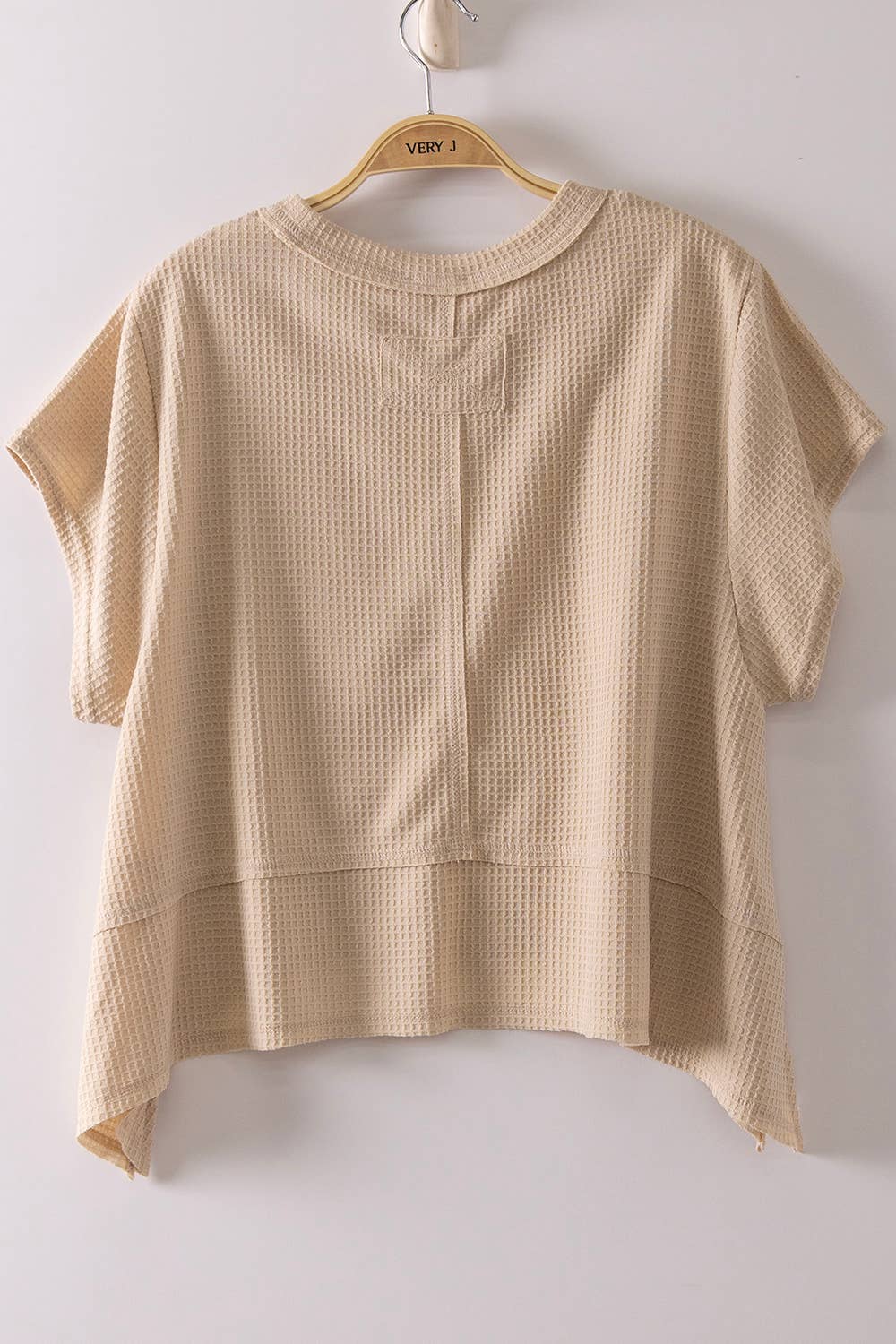 NT12641-Flared Hem Waffle Knit Casual Top - Cottage Cuties Boutique LLC