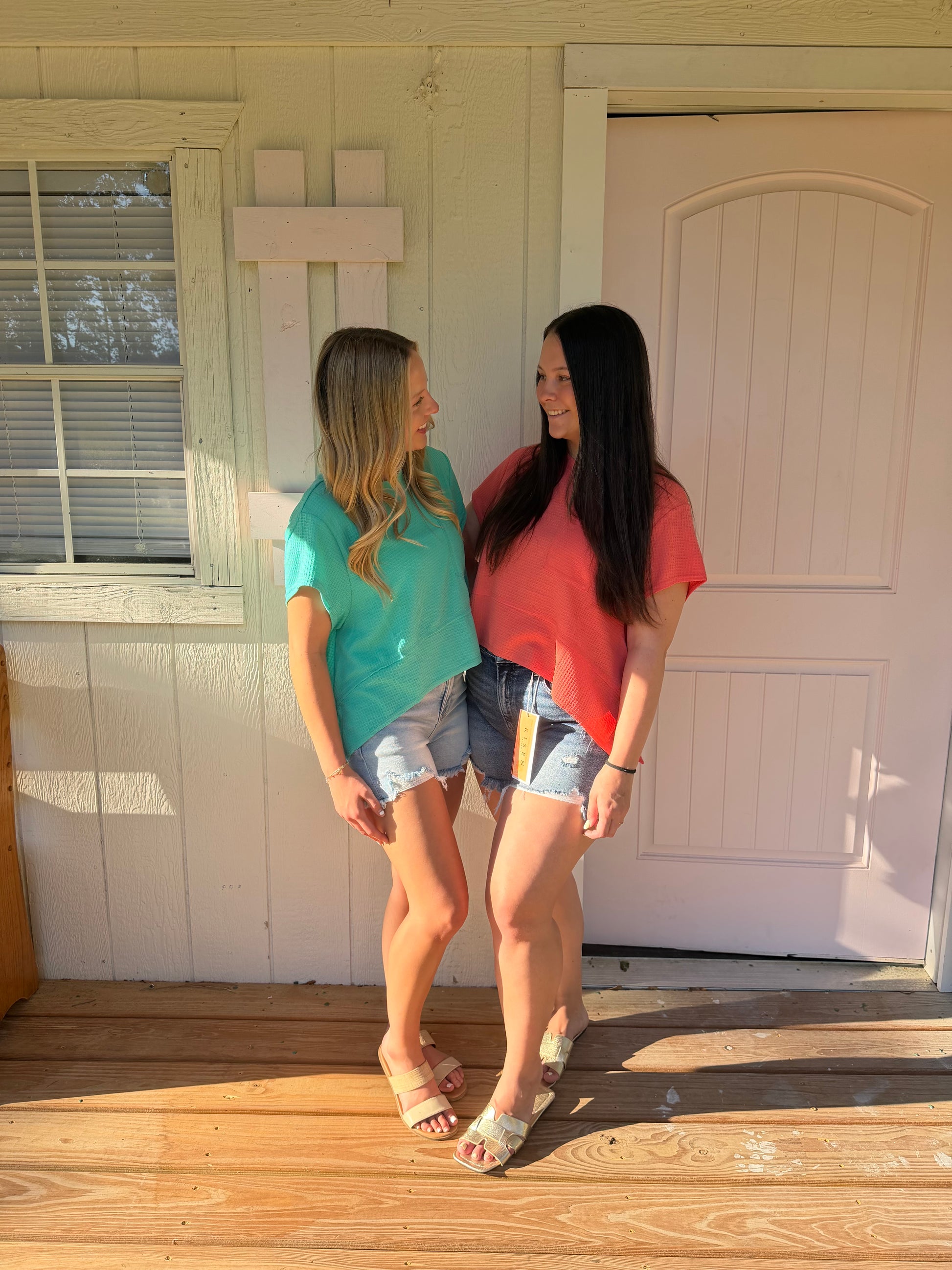 The Simple Grace Flared hem waffle knit Top - Cottage Cuties Boutique LLC