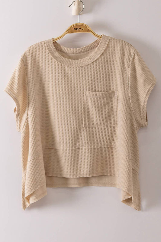 NT12641-Flared Hem Waffle Knit Casual Top - Cottage Cuties Boutique LLC