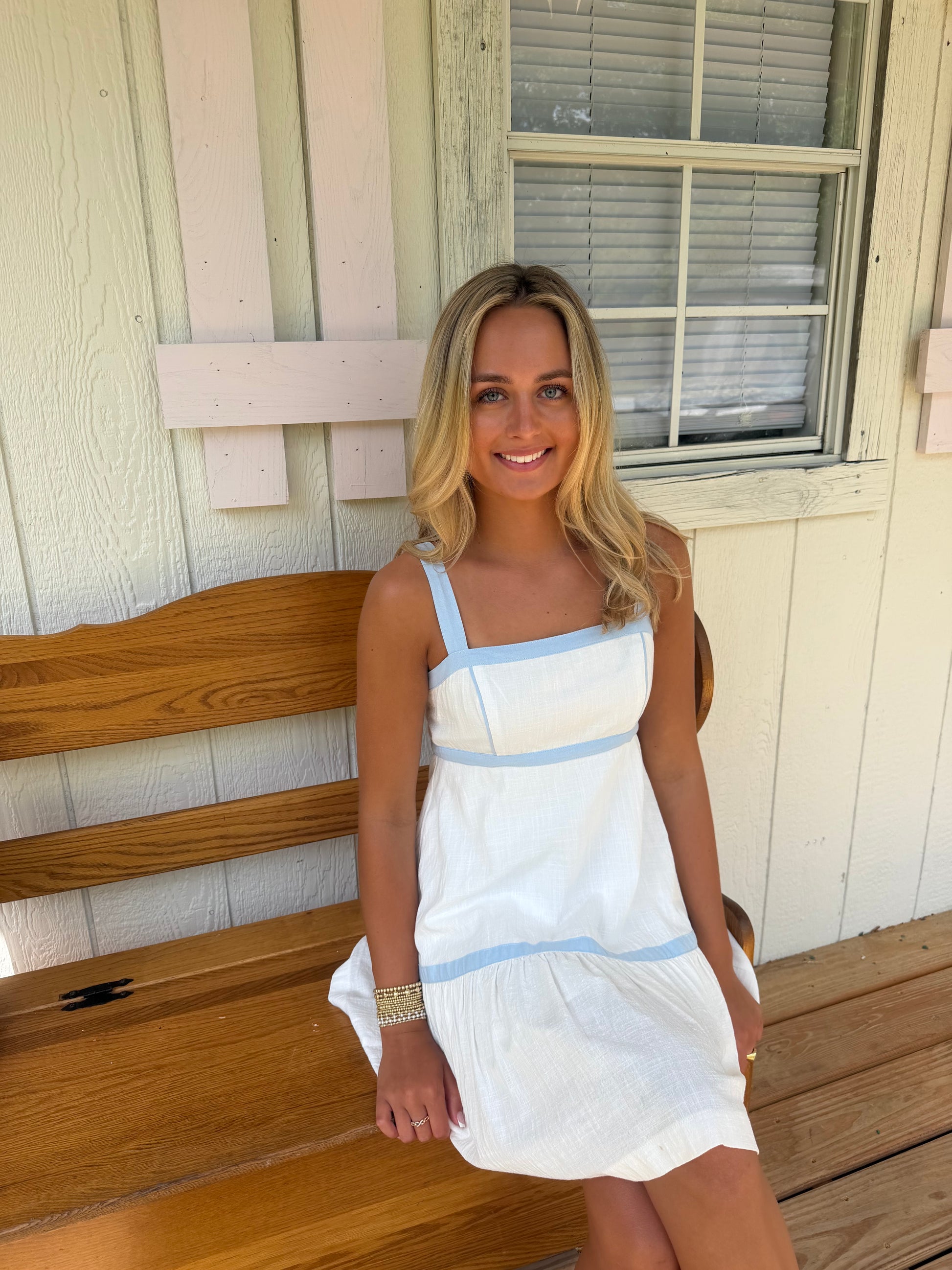 FIT AND FLARE CONTRAST DRESS WITH BACK BOW - Cottage Cuties Boutique LLC