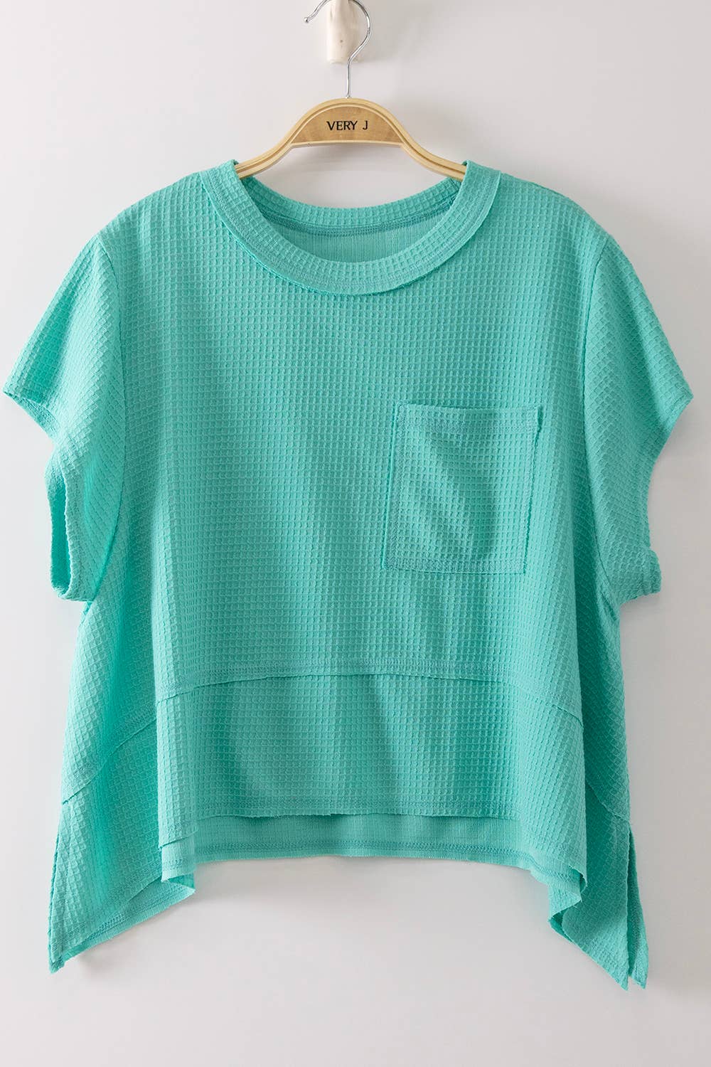 NT12641-Flared Hem Waffle Knit Casual Top - Cottage Cuties Boutique LLC