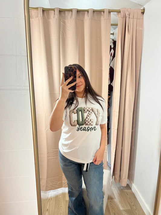 Cozy Season Faux Yarn Tee –