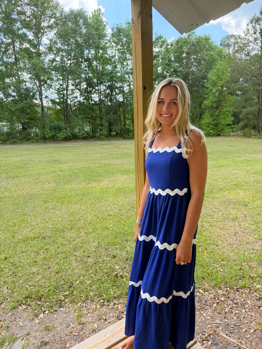 Marine BLUE DAYDREAM DRESS - Cottage Cuties Boutique LLC
